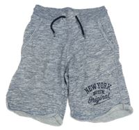 Světlemodré melírované teplákové kraťasy s nápisem H&M