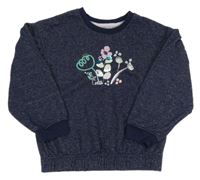 Tmavomodrá třpytivá mikina s květy Nutmeg