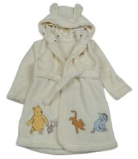 Smetanový plyšový župan s kapucí - Medvídek Pú Tu