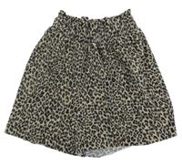Béžovo-černé žebrované kraťasy s leopardím vzorem Kiabi 