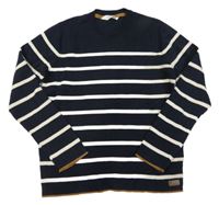Tmavomodro-béžový pruhovaný svetr H&M
