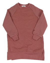 Růžové žebrované teplákové šaty s nápisem Primark
