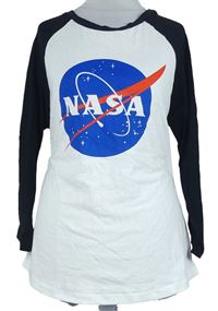 Dámské bílo-černé triko s logem NASA Primark 