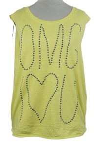 Dámský žlutý top s nápisem z cvočků H&M