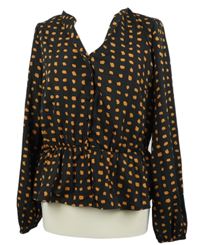 Dámská černo-oranžová vzorovaná peplum halenka New Look 