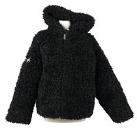 Dámská černá huňatá bunda s kapucí  SMFK