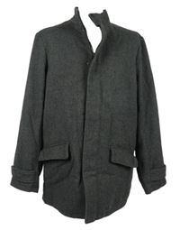 Pánský černo-šedý vlněný kabát F&F