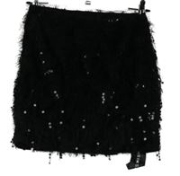 Nové - Dámská černá chlupatá sukně s flitry Shein 