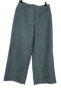 Dámské modrošedé sametovo/manšestrové palazzo kalhoty Shein 