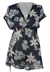 Dámská tmavomodrá květovaná žoržetová tunika Seaside 