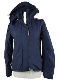 Dámská tmavomodrá šusťáková jarní bunda s kapucí Superdry 