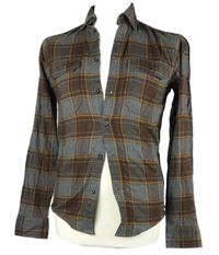 Pánská hnědo-šedá kostkovaná flanelová košile George 