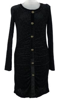 Dámské černé vzorované šaty s gombíky Yumi 