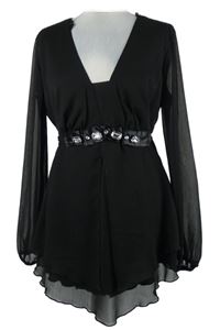 Dámská černá šifonová společenská tunika s kamínky Definitions 