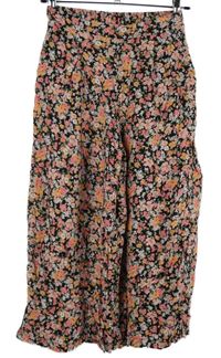 Dámské černo-růžové kytičkované culottes kalhoty New Look 