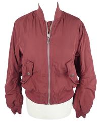 Dámský vínový šusťákový zateplený bomber H&M
