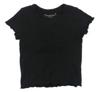 Černé žebrované crop tričko Primark