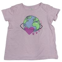 Světlerůžové tričko s planetou Primark