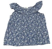 Tmavomodrý květinový top H&M