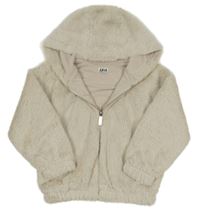 Světlebéžová kožešinová podšitá bunda s kapucí F&F