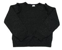 Černý třpytivý svetr s volánkem