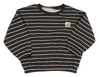 Antracitová pruhovaná oversize mikina s potiskem 