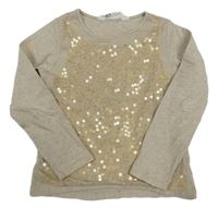 Béžové triko s flitry s síťovinou H&M