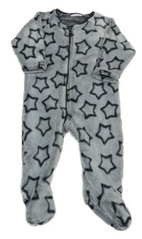 Černo-bílý melírovaný chlupatý overal s hvězdami Next