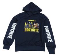 Tmavomodrá lehká mikina s Fortnite a kapucí 
