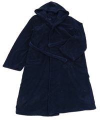 Tmavomodrý chlupatý župan s kapucí Bluezoo