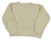 Světlebéžový žinylkový svetr H&M