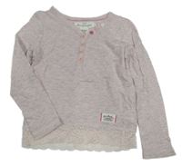 Světlerůžovo-šedé melírované triko s krajkou H&M