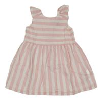Růžovo-bílé pruhované šaty s volány Primark