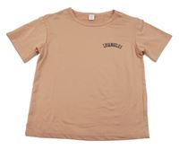 Růžové triko s nápisem