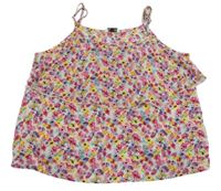 Bílý květovaný top s volány