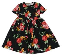 Černé šaty s květinami Shein