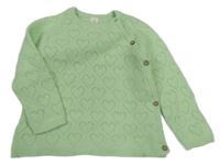 Světlezelený perforovaný propínací svetr Topomini