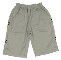 Šedé sportovní kraťasy s potiskem