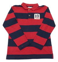 Modro-červené pruhované polo triko s číslem sfera