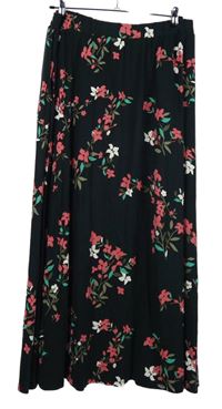 Dámská černá dlouhá sukně s květy Bonprix