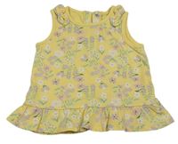 Žlutá kytičkovaná tunika s mašličkami Mothercare 
