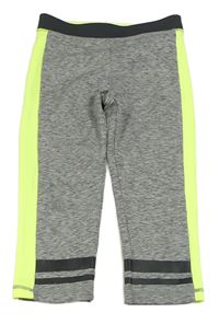 Šedé melírovano-neonové sportovní capri legíny s pruhy H&M