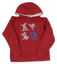 Rubínová mikina se snowboarďáky a kapucí Mountain Warehouse