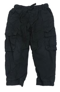 Tmavomodré plátěné podšité cargo cuff kalhoty Next