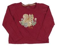 Vínové triko s veverkou Primark