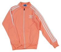 Neonově lososová sportovní propínací mikina Adidas