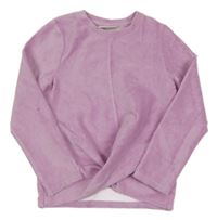 Růžová sametová žebrovaná mikina s uzlem Infinity