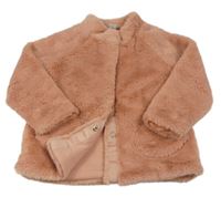 Růžový kožešinový zateplený kabát Tu