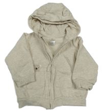 Béžová melírovaná propínací mikina s koalou a kapucí H&M