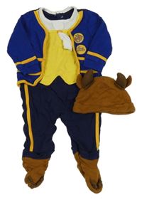 2set - Modro-žlutý overal + čepice - Kráska a zvíře George